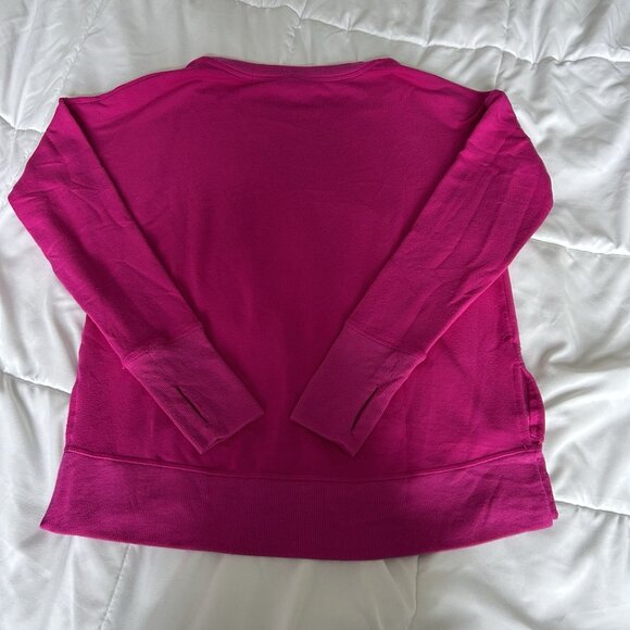 Athleta Sweater Sweatshirt Womens Xs Pink Magenta Side Slits Thumb Hole Yoga - Picture 7 of 8